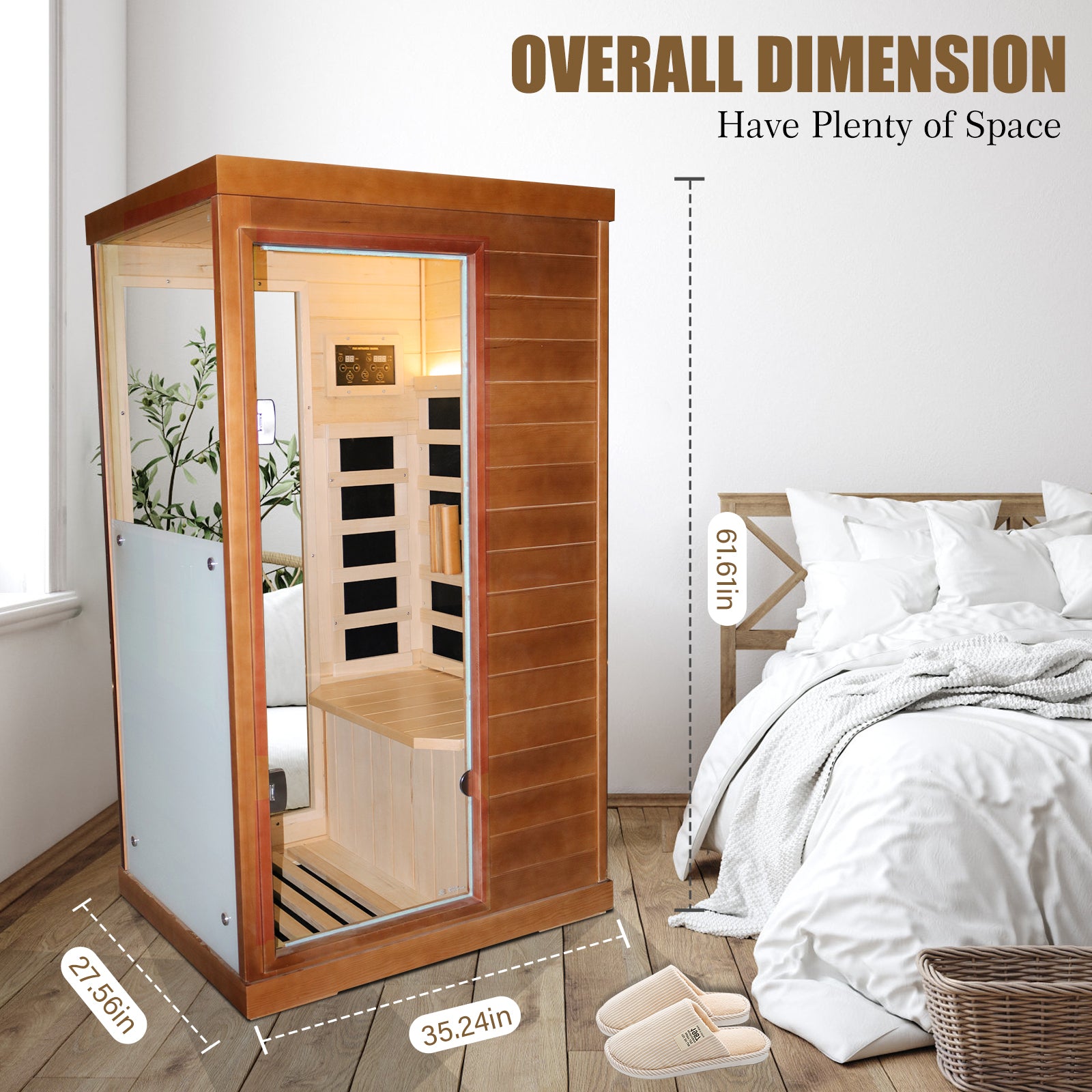 Infrared Sauna Room Single Room Natural Metal & Wood Solid Wood