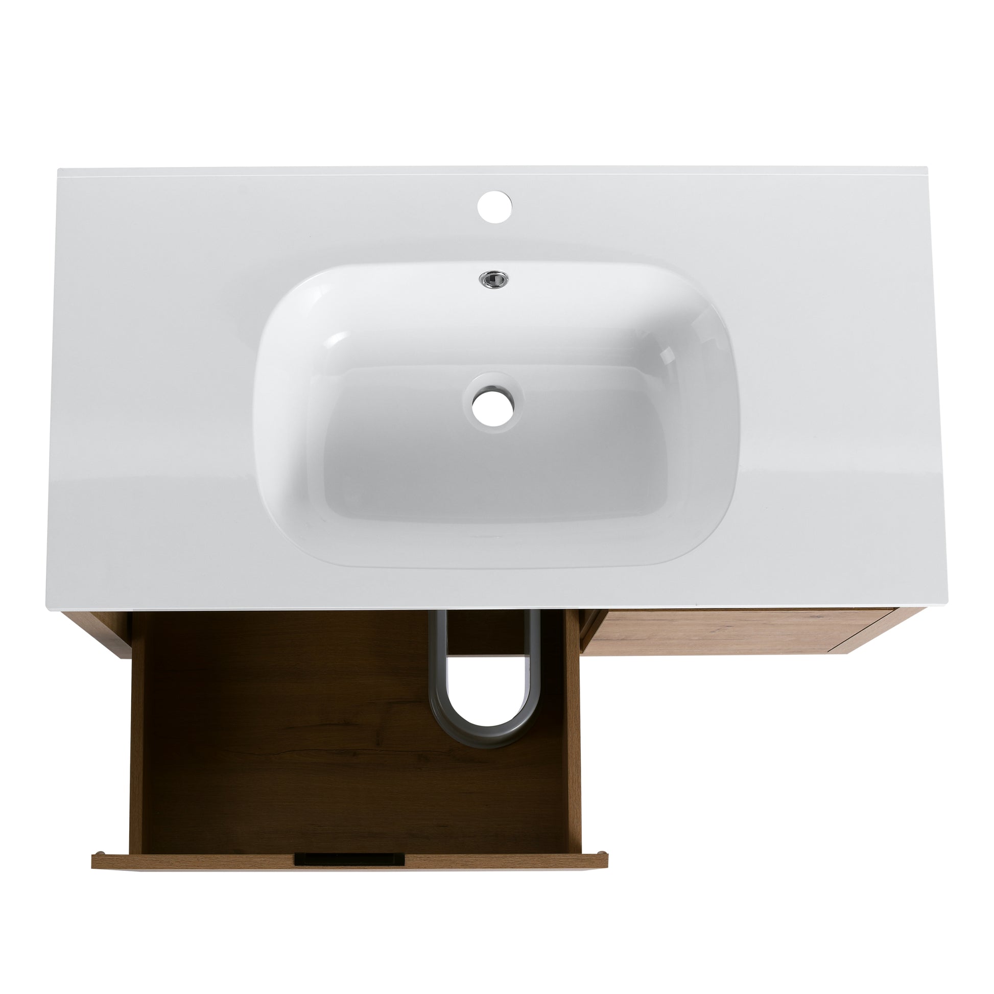 36 Inch Wall Mounted Bathroom Vanity With Gel Sink 1 Imitative Oak 1 Bathroom Wall Mounted Modern Plywood