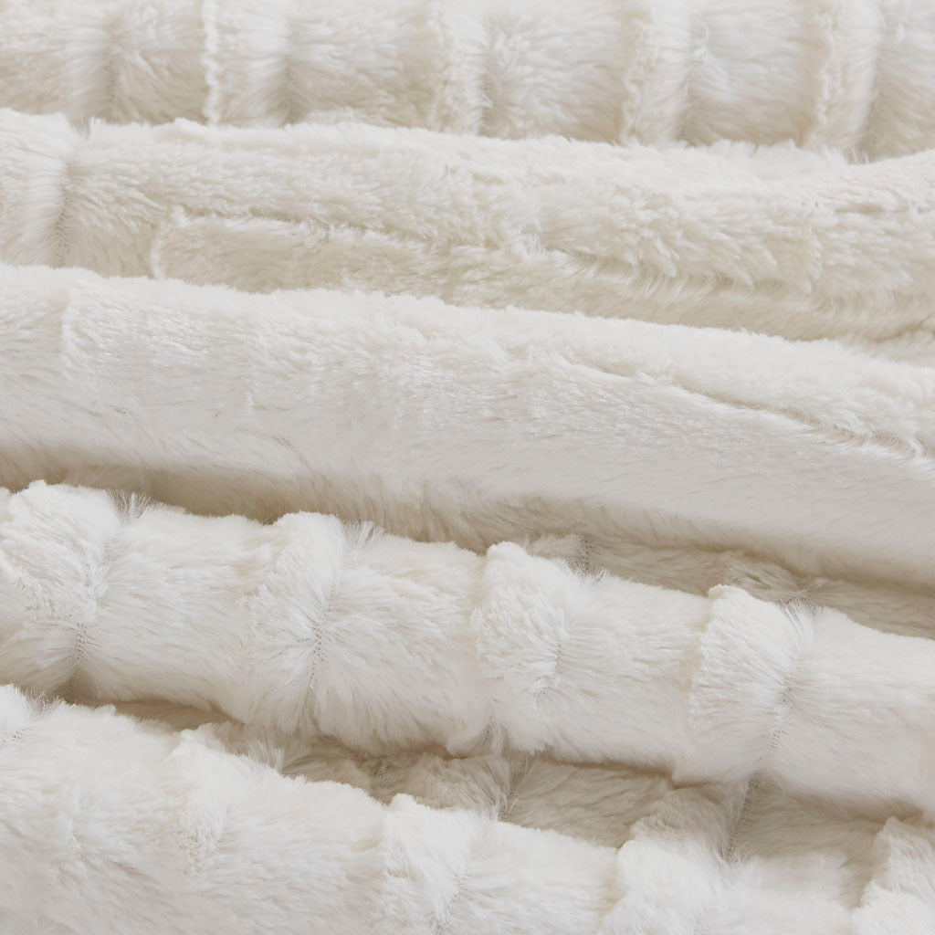 Fur Down Alternative Comforter Mini Set Twin Ivory Faux Fur