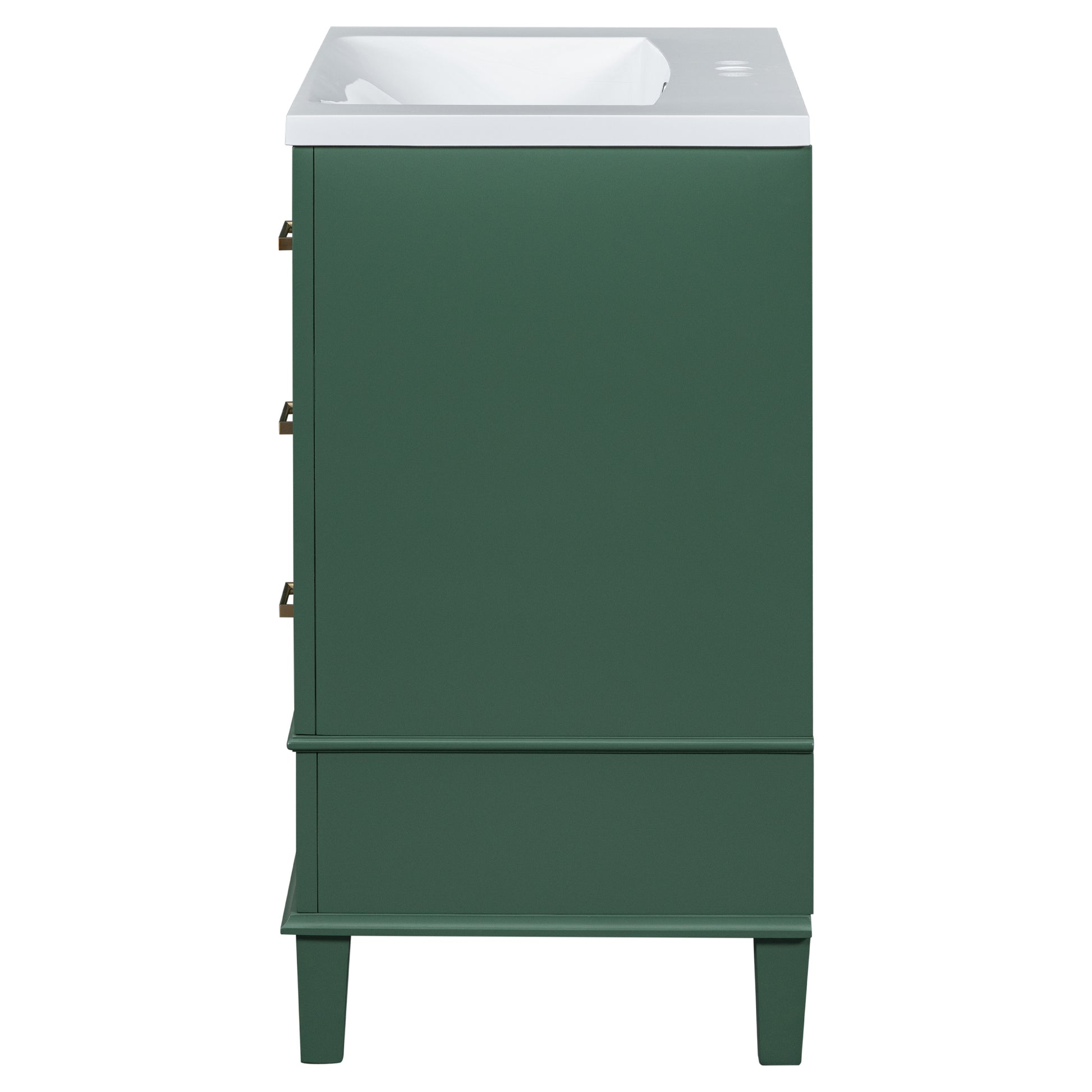 30" Bathroom Vanity In Green, Modern Bathroom Cabinet With Sink Combo Set, Bathroom Storage Cabinet With A Soft Closing Door And 3 Drawers, Solid Wood Frame Resin Basin Green Solid Wood Mdf