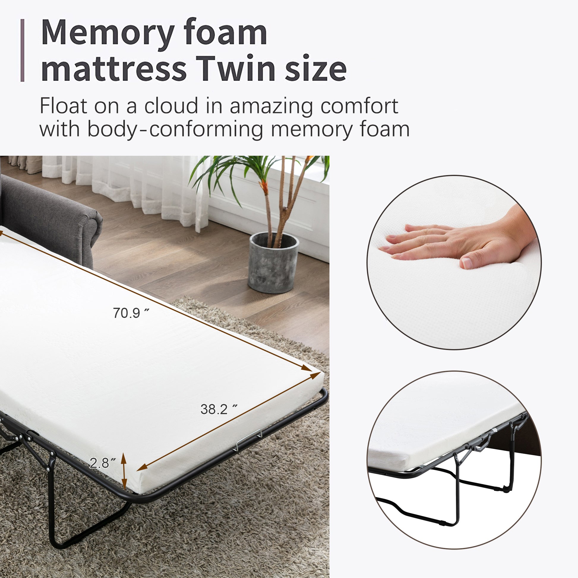 57.5" Orisfur Pull Out Sofa Bed Loveseat Sleeper With Twin Size Memory Mattress For Living Room Spaces, Gray Gray Foam Linen