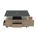 Modern Lift Top Coffee Table Multi Functional Table With 3 Drawers In Walnut & Black Walnut Black Mdf