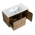 36 Inch Wall Mounted Bathroom Vanity With Gel Sink 1 Imitative Oak 1 Bathroom Wall Mounted Modern Plywood