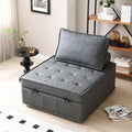 Multipurpose Faux Leather Ottoman Lazy Chair Pulling Out Sofa Bed Dark Grey Dark Grey Foam Pu Leather