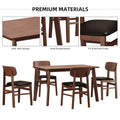 5 Pieces Dining Table Set 1 Dining Table And 4 Chairs Rustic Retro Solid Rubberwood Table And Breakfast Upholstered Stools For Home Kitchen Dining Room Antique Brown Rubber Wood