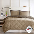 3M Scotchgard Diamond Quilting Reversible Down Alternative Comforter Set Brown Sand Polyester