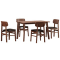 5 Pieces Dining Table Set 1 Dining Table And 4 Chairs Rustic Retro Solid Rubberwood Table And Breakfast Upholstered Stools For Home Kitchen Dining Room Antique Brown Rubber Wood