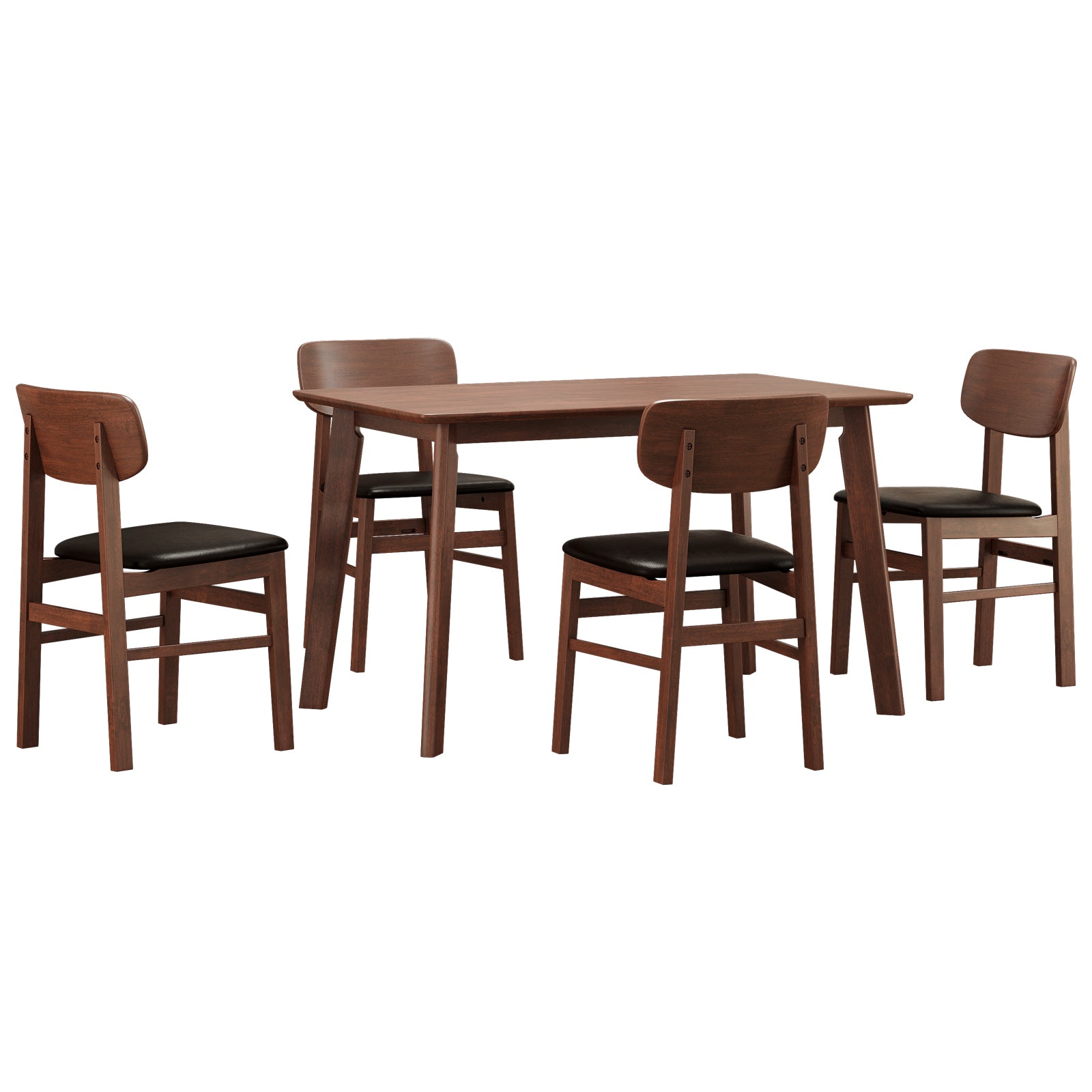 5 Pieces Dining Table Set 1 Dining Table And 4 Chairs Rustic Retro Solid Rubberwood Table And Breakfast Upholstered Stools For Home Kitchen Dining Room Antique Brown Rubber Wood