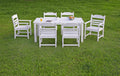 Hips Patio Furniture Dining Chair And Table, 7 Pieces 6 Dining Chairs 1 Dining Table Backyard Conversation Garden Poolside Balcony White White Hdpe