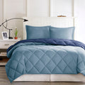 3M Scotchgard Diamond Quilting Reversible Down Alternative Comforter Set Navy Light Blue Polyester