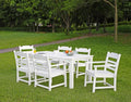 Hips Patio Furniture Dining Chair And Table, 7 Pieces 6 Dining Chairs 1 Dining Table Backyard Conversation Garden Poolside Balcony White White Hdpe