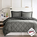 3M Scotchgard Diamond Quilting Reversible Down Alternative Comforter Set Black Grey Polyester