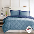 3M Scotchgard Diamond Quilting Reversible Down Alternative Comforter Set Navy Light Blue Polyester