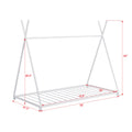 Metal Twin Size House Platform Bed With Triangle Structure, White Box Spring Not Required Twin White Metal Bedroom Bed Frame Metal