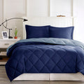 3M Scotchgard Diamond Quilting Reversible Down Alternative Comforter Set Navy Light Blue Polyester