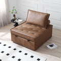 Multipurpose Faux Leather Ottoman Lazy Sofa Pulling Out Sofa Bed Brown Brown Foam Pu Leather