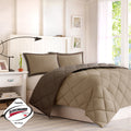 3M Scotchgard Diamond Quilting Reversible Down Alternative Comforter Set Brown Sand Polyester