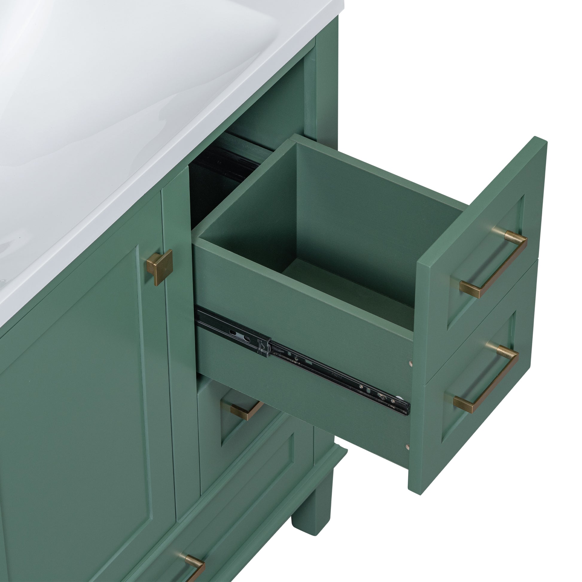 30" Bathroom Vanity In Green, Modern Bathroom Cabinet With Sink Combo Set, Bathroom Storage Cabinet With A Soft Closing Door And 3 Drawers, Solid Wood Frame Green Bathroom Solid Wood Mdf