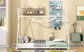 Metal Twin Size House Platform Bed With Triangle Structure, White Box Spring Not Required Twin White Metal Bedroom Bed Frame Metal