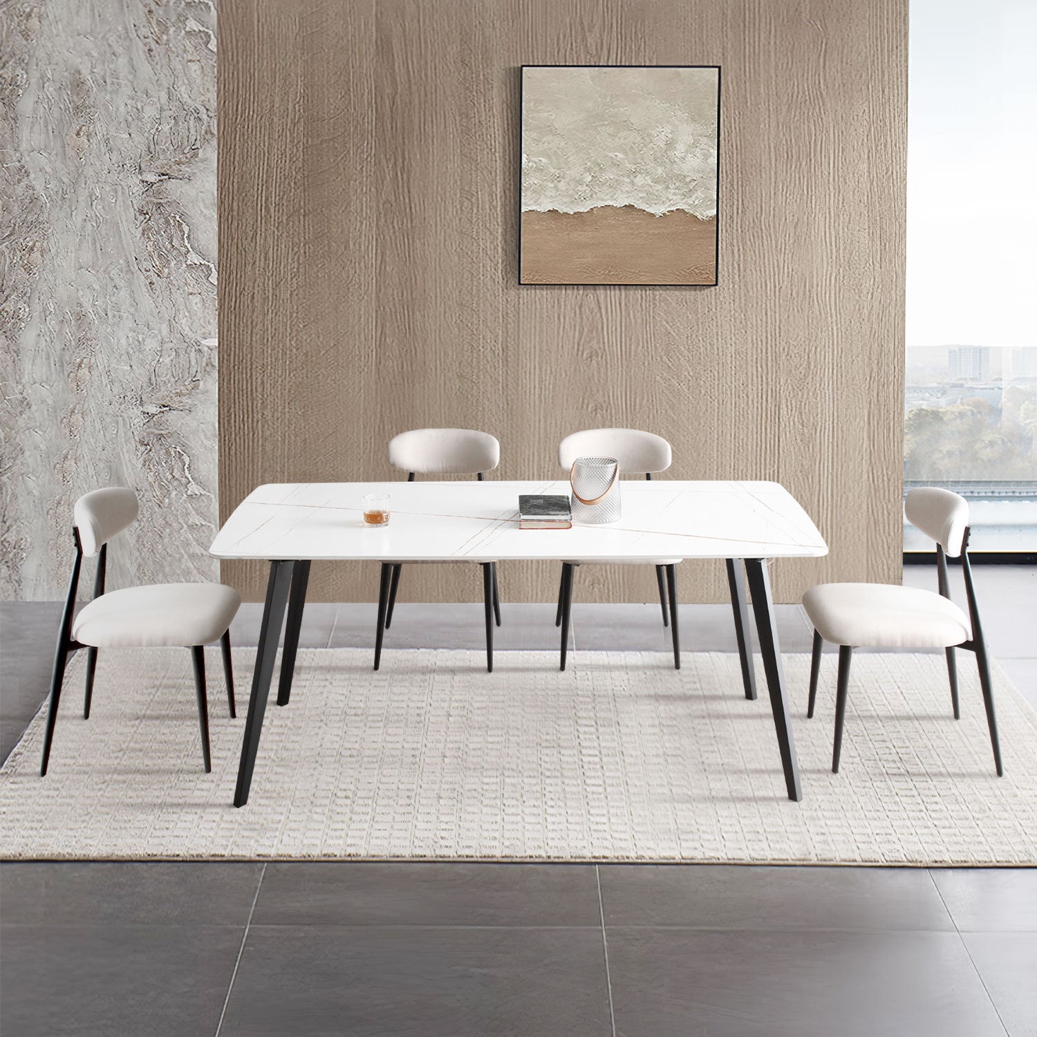 Set Of 6 Dining Chairsupholstered Chairs With Metal Legs For Kitchen Dining Room,Light Grey Light Grey Foam Metal