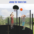 14Ft Trampoline For Kids With Safety Enclosure Net, Basketball Hoop And Ladder, Easy Assembly Round Outdoor Recreational Trampoline Black Metal