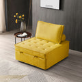 Multipurpose Linen Fabric Ottoman Lazy Sofa Pulling Out Sofa Bed Yellow Yellow Foam Fabric