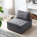 Multipurpose Linen Fabric Ottoman Lazy Sofa Pulling Out Sofa Bed Dark Grey Dark Grey Foam Fabric