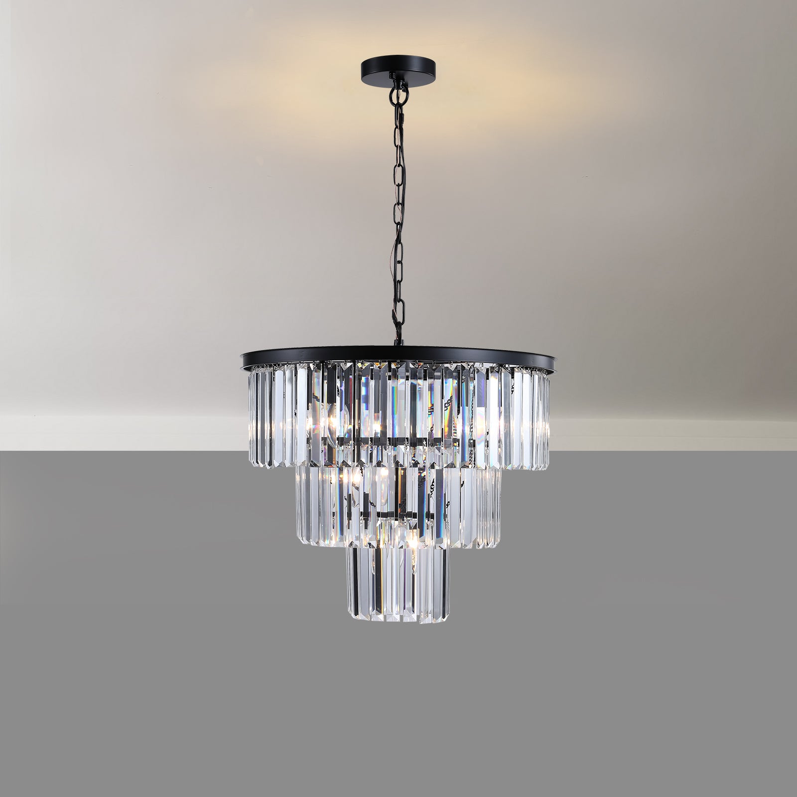 Same As W1340102277 L5007 Black Luxury Crystal Chandelier Modern Chandeliers Lights Fixture Hanging Pendant Light Fixture For Dining Room Bedroom Living Room Dia 19.7 Inch Black Black Crystal Iron