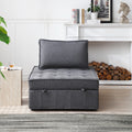 Multipurpose Linen Fabric Ottoman Lazy Sofa Pulling Out Sofa Bed Dark Grey Dark Grey Foam Fabric