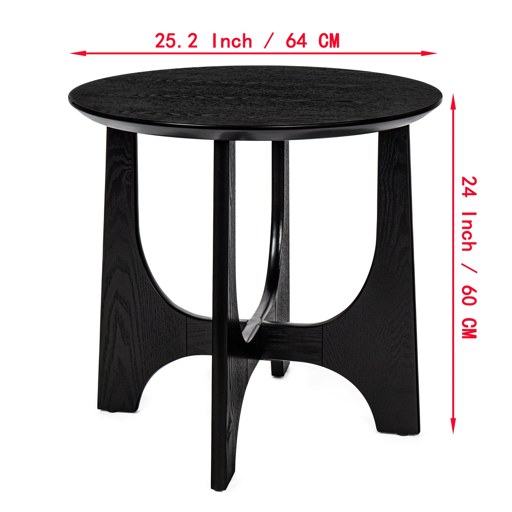 25" Round End Table, Wooden Side Table,Night Stand For Bedroom, Living Room ,Reception Room Black Mdf