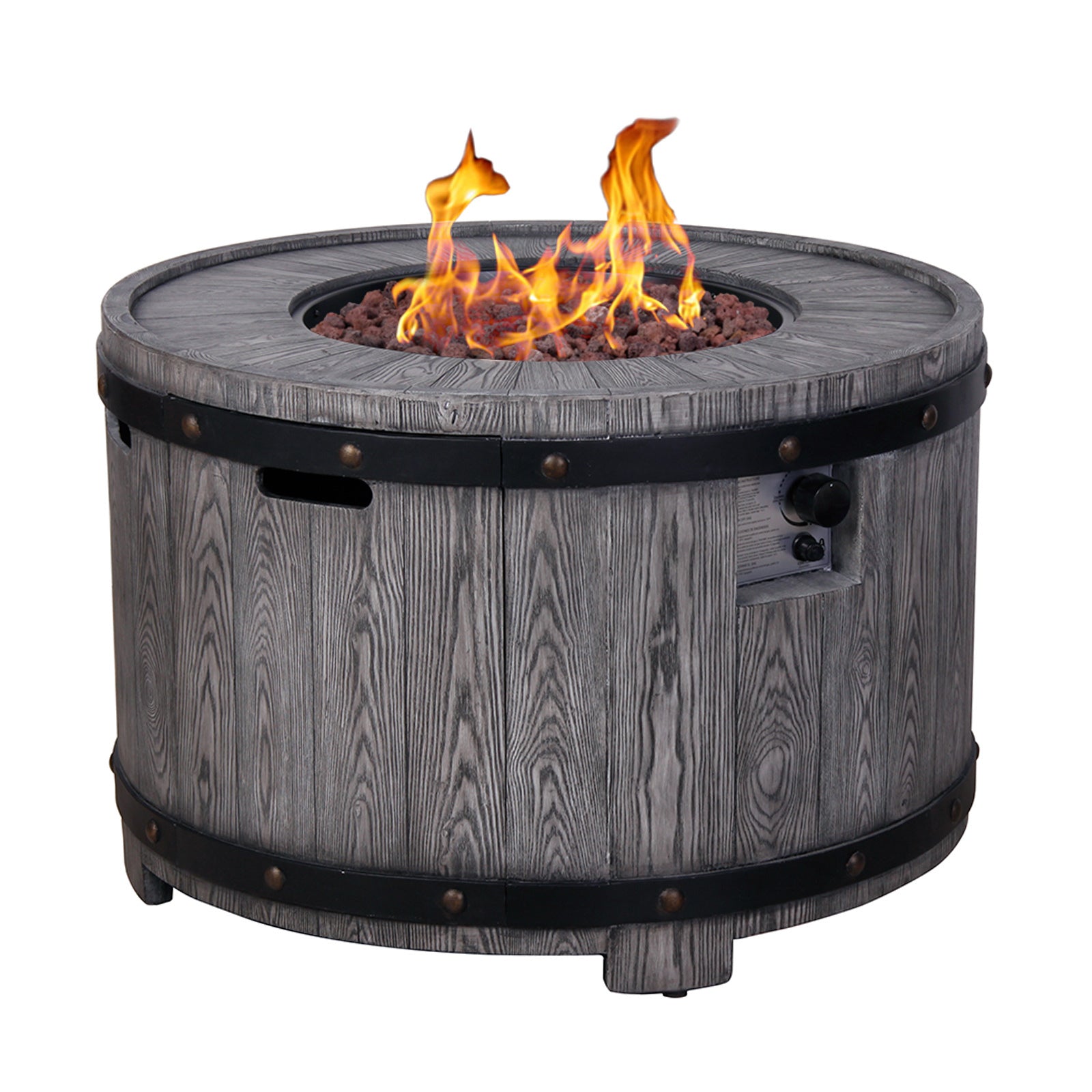 S Product Faux Wood Grain Gas Fire Pit Table, Create A Wild Joy Resort On Your Patio With This Fire Pit Table Antique Black Garden & Outdoor American Design Magnesium Oxide