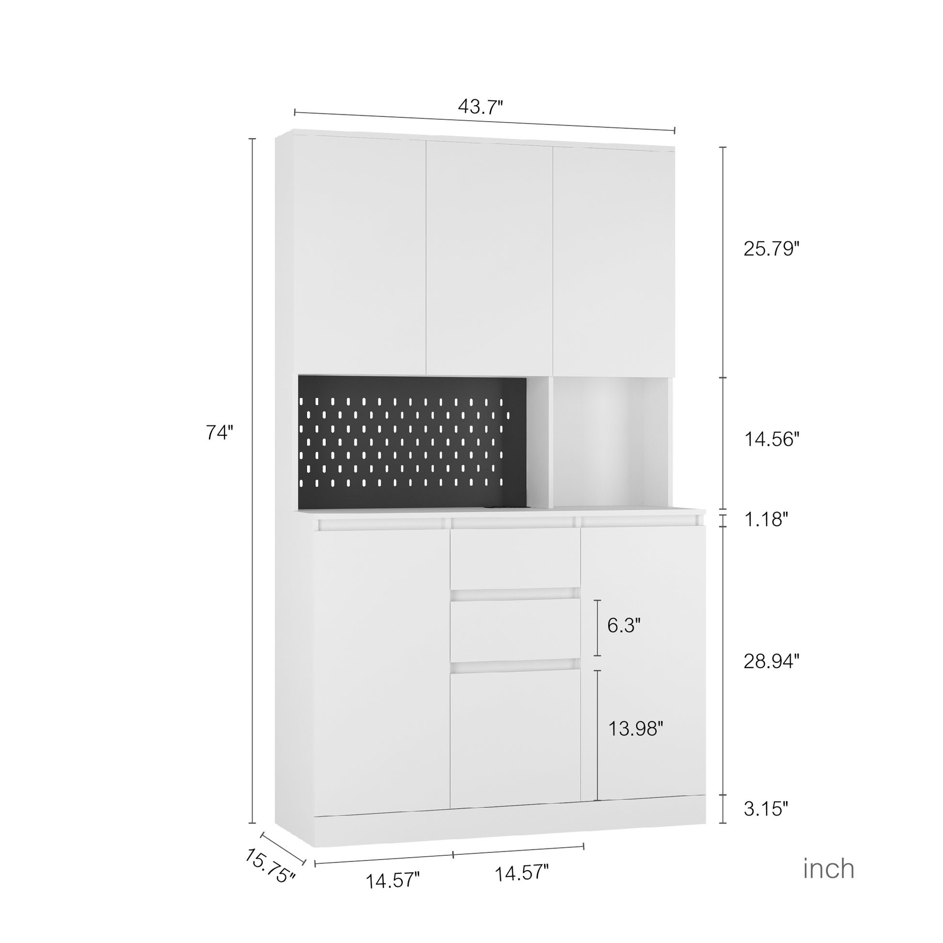 74" Kitchen Pantry Cabinet With Charging Station,Freestanding Buffet Cupboards Sideboard With Drawer,Modern Pantry Cabinet With Microwave Stand For Kitchen,Living Room,Dinning Room White Mdf