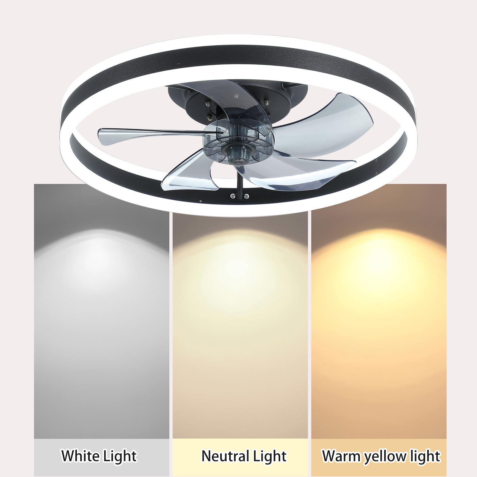 Ceiling Fan With Lights Dimmable Led Black Aluminium Iron