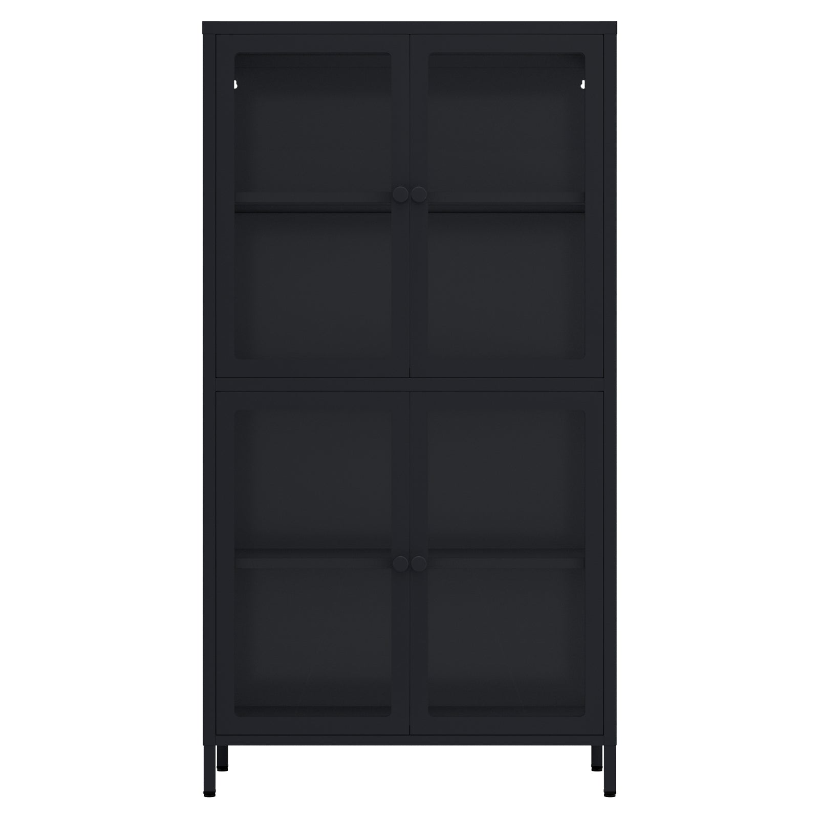 Four Glass Door Storage Cabinet With Adjustable Shelves And Feet Cold Rolled Steel Sideboard Furniture For Living Room Kitchen Black 3 4 Shelves Black Tempered Glass