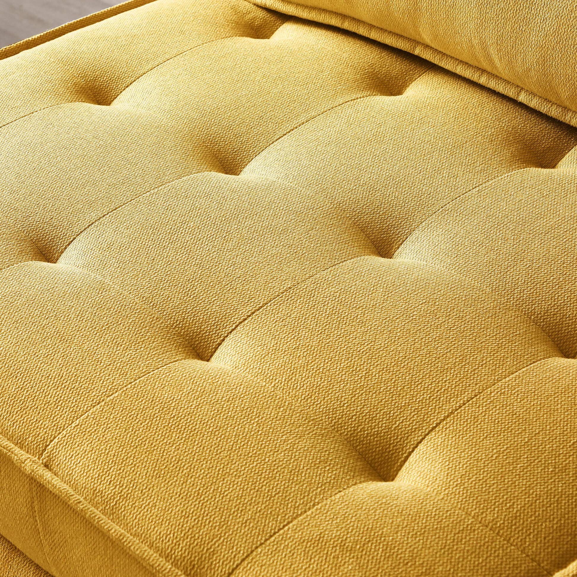 Multipurpose Linen Fabric Ottoman Lazy Sofa Pulling Out Sofa Bed Yellow Yellow Foam Fabric