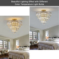 Same As W1340102252 L5001 Gold Crystal Chandeliers,5 Tier Round Semi Flush Mount Chandelier Light Fixture,Large Contemporary Luxury Ceiling Lighting For Living Room Dining Room Bedroom Hallway Gold Crystal Iron