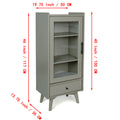 Modern Bathroom Storage Cabinet & Floor Standing Cabinet With Glass Door With Double Adjustable Shelves And One Drawer, Extra Storage Space On Top, Gray 19.75