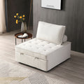 Multipurpose Linen Fabric Ottoman Lazy Sofa Pulling Out Sofa Bed Beige Beige Foam Fabric