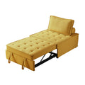 Multipurpose Linen Fabric Ottoman Lazy Sofa Pulling Out Sofa Bed Yellow Yellow Foam Fabric