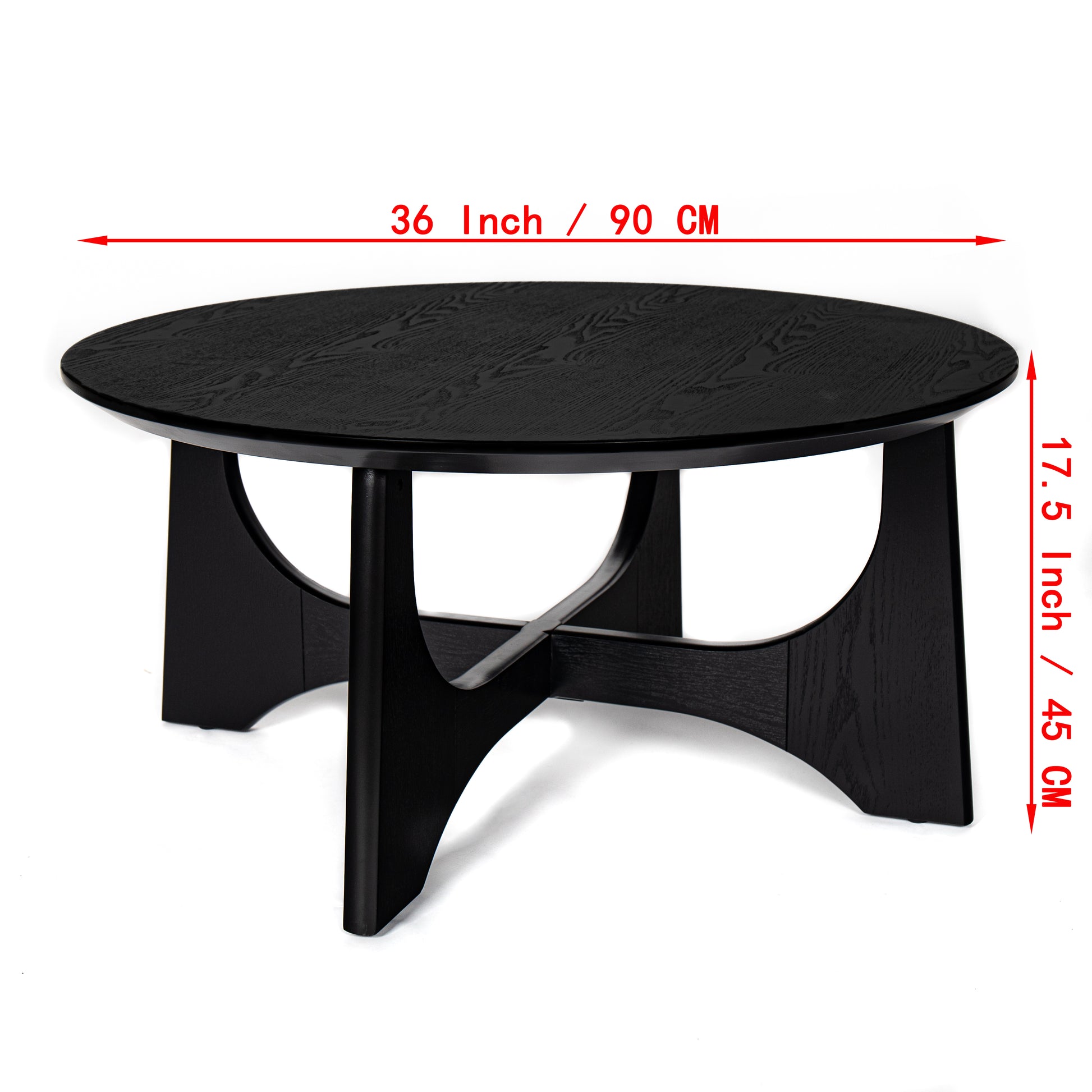 36" Round Coffee Table, Wooden Coffee Tables For Living Room Reception Room Black Black Primary Living Space Mdf