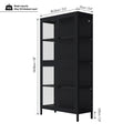 Four Glass Door Storage Cabinet With Adjustable Shelves And Feet Cold Rolled Steel Sideboard Furniture For Living Room Kitchen Black 3 4 Shelves Black Tempered Glass