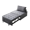 Multipurpose Linen Fabric Ottoman Lazy Sofa Pulling Out Sofa Bed Dark Grey Dark Grey Foam Fabric