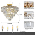 Same As W1340102252 L5001 Gold Crystal Chandeliers,5 Tier Round Semi Flush Mount Chandelier Light Fixture,Large Contemporary Luxury Ceiling Lighting For Living Room Dining Room Bedroom Hallway Gold Crystal Iron