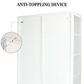 Double Glass Door Storage Cabinet With Adjustable Shelves And Feet Cold Rolled Steel Sideboard Furniture For Living Room Kitchen White White Tempered Glass