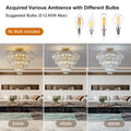 Same As W1340102252 L5001 Gold Crystal Chandeliers,5 Tier Round Semi Flush Mount Chandelier Light Fixture,Large Contemporary Luxury Ceiling Lighting For Living Room Dining Room Bedroom Hallway Gold Crystal Iron