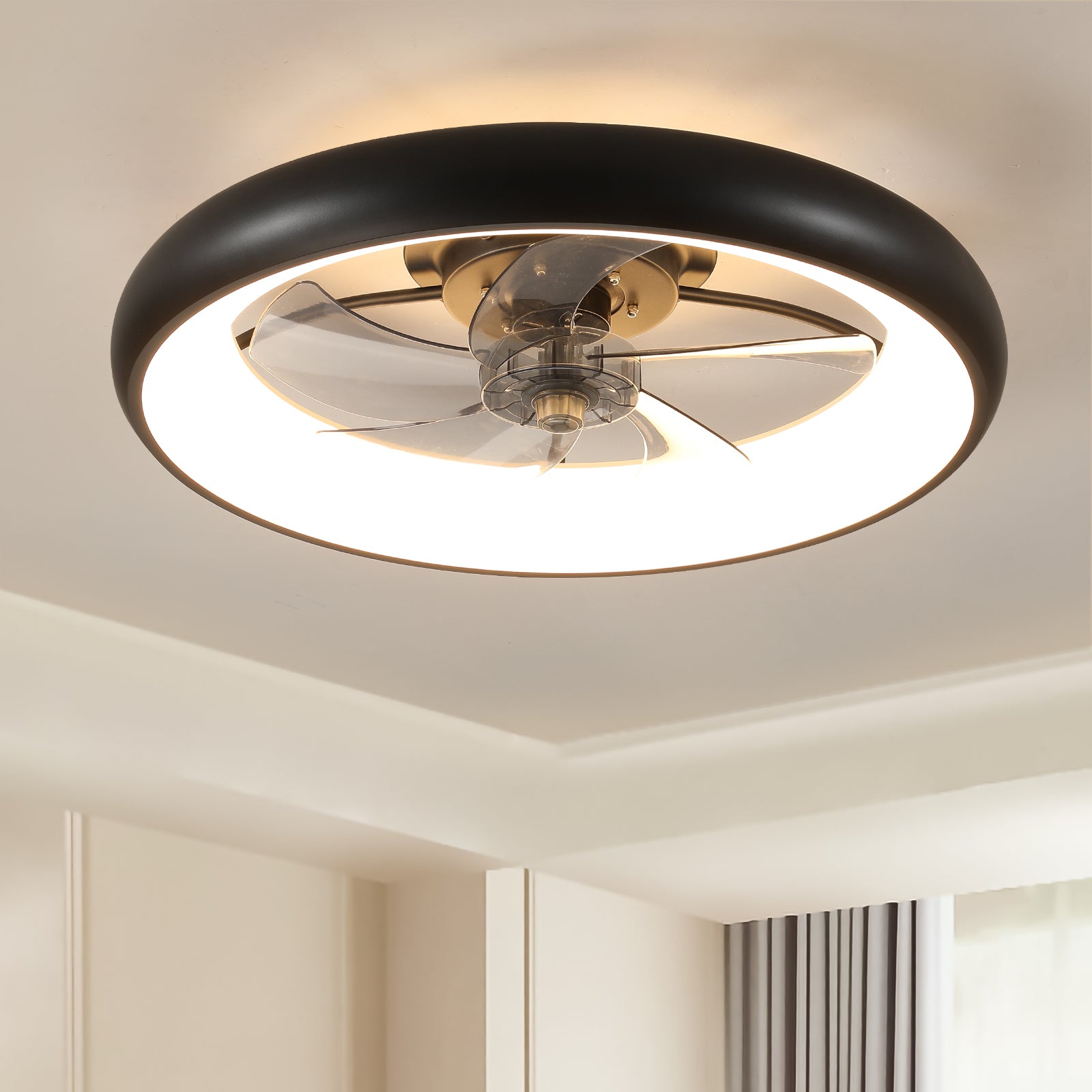 Ceiling Fan With Lights Dimmable Led Black White Aluminium Iron