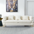 81 Inch Oversized 3 Seater Sectional Sofa, Living Room Comfort Fabric Sectional Sofa Deep Seating Sectional Sofa, Soft Sitting With 3 Pillows For Living Room, Bedroom, Etc., White Teddy Ivory Ivory Primary Living Space American Design Foam Fabric 3 Seat