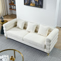 81 Inch Oversized 3 Seater Sectional Sofa, Living Room Comfort Fabric Sectional Sofa Deep Seating Sectional Sofa, Soft Sitting With 3 Pillows For Living Room,Bedroom,White Teddy Ivory W834S00036 Ivory Primary Living Space American Design Foam Fabric 3