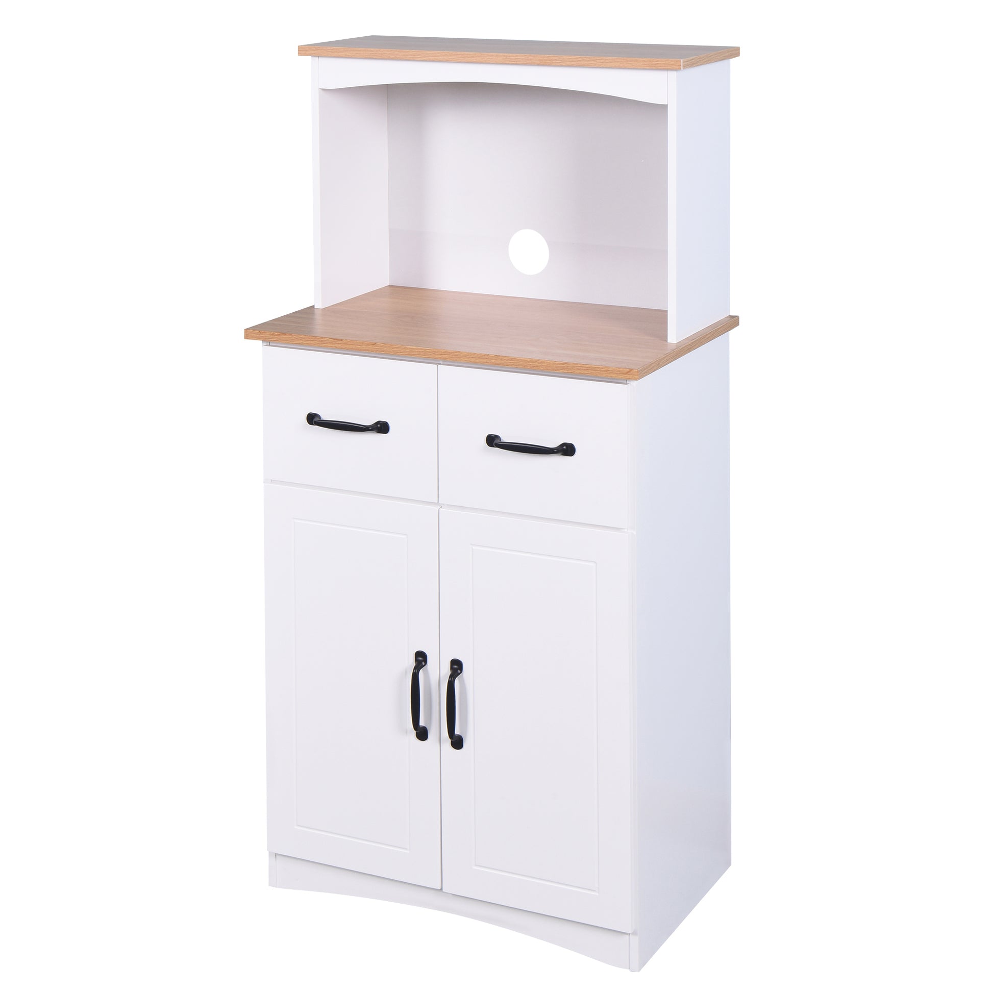 Wooden Kitchen Cabinet White Pantry Storage Microwave Cabinet With Storage Drawer White Mdf