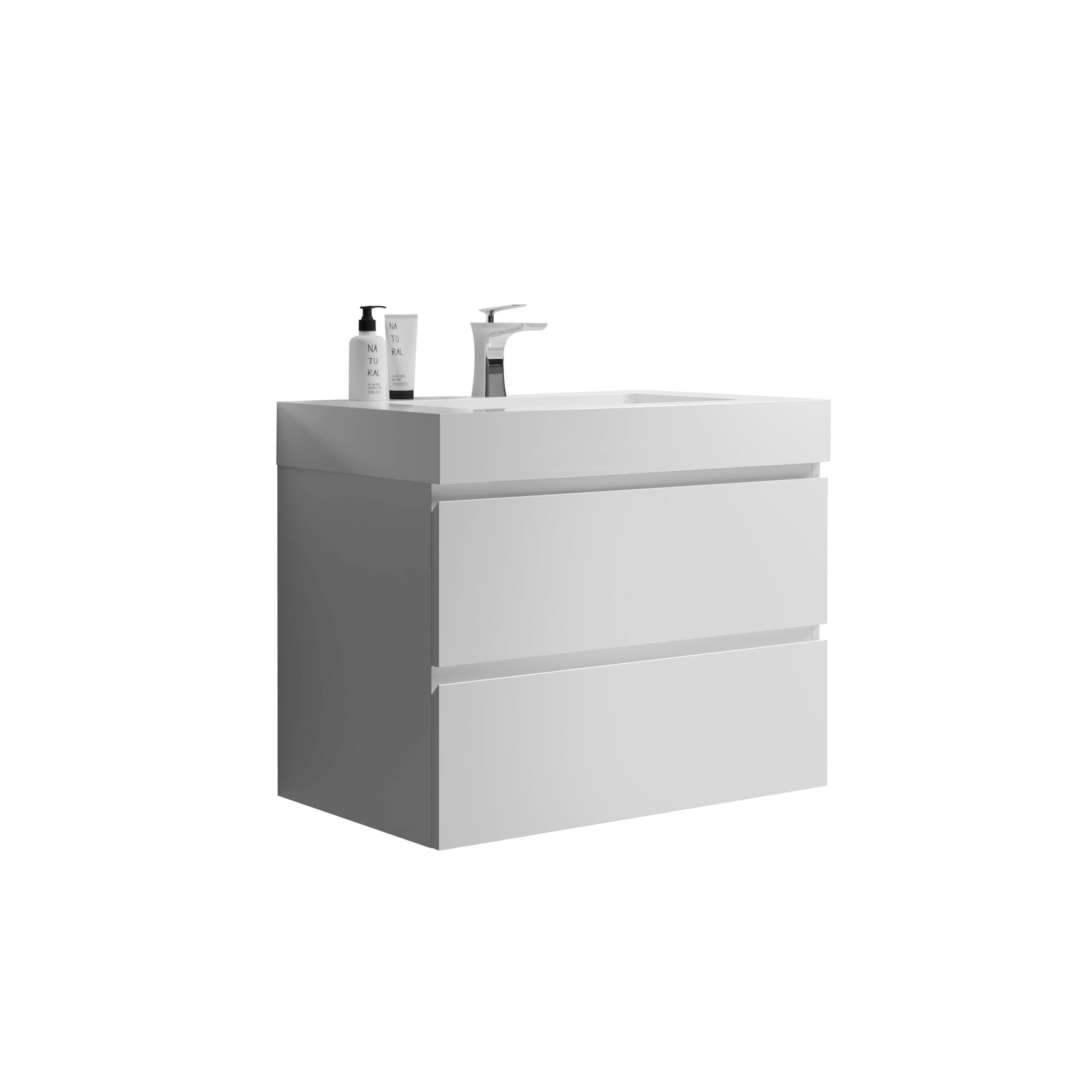 Alice 30" White Bathroom Vanity With Sink, Large Storage Wall Mounted Floating Bathroom Vanity For Modern Bathroom, One Piece White Sink Basin Without Drain And Faucet, Pre Assembled White Mdf